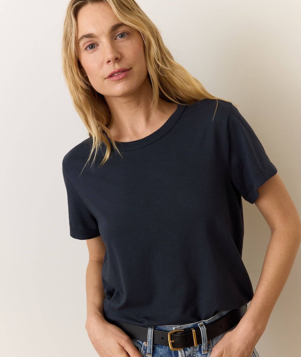 Marine Layer Easy Crew Boxy Tee Black Small Basic Neutral Eco Friendly Sustainab